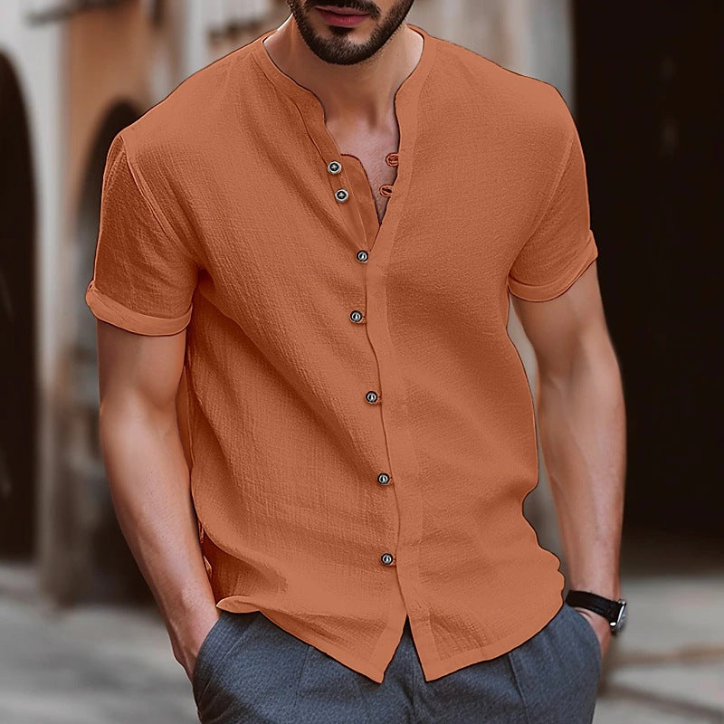 Chemise à manches courtes structurée pour hommes avec boutons Chic und Stil