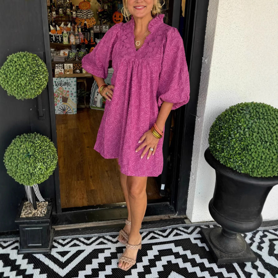 Robe mini brodée bohémienne pour femmes Chic und Stil