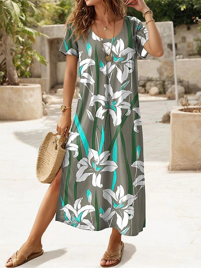 Robe maxi femme avec coupe florale et fentes latérales Chic und Stil