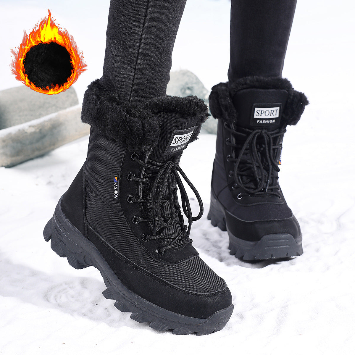 Bottes d'hiver thermo pour femmes avec doublure isolante et semelle antidérapante Chic und Stil