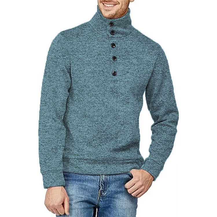 Hommes Pull de haute qualité avec col montant et détail de bouton Chic und Stil