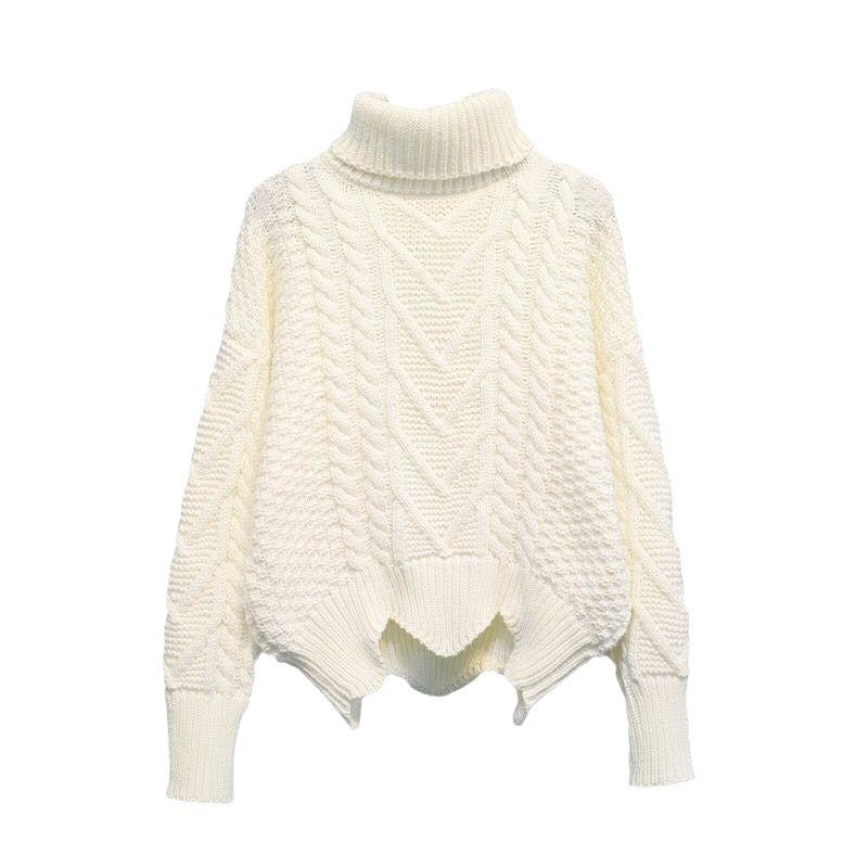 Pull-over en maille épaisse pour femmes avec col montant et motif en torsades Chic und Stil