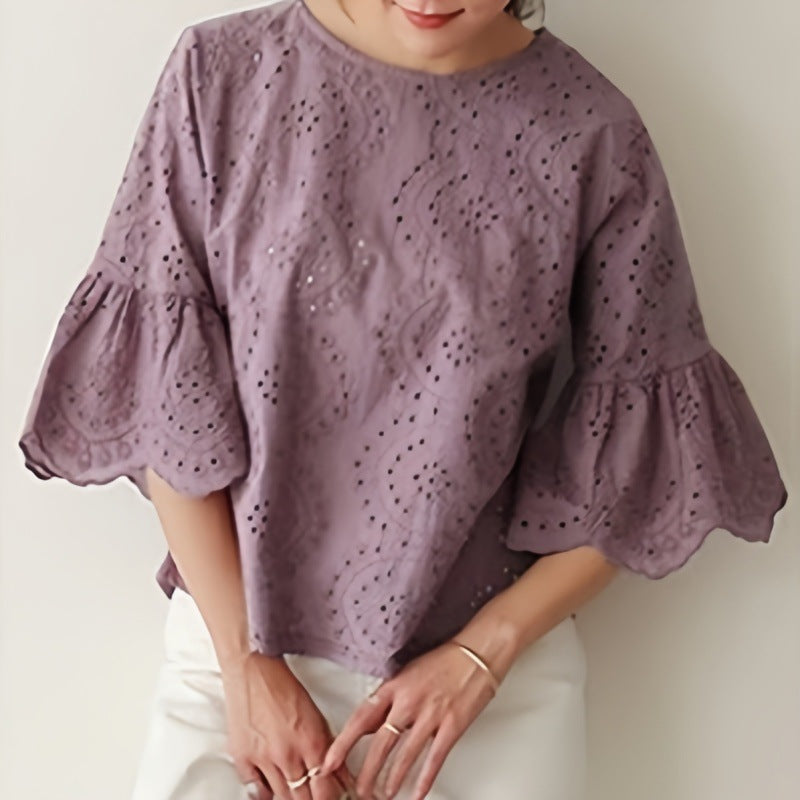 Blouse brodée à trou pour les femmes Chic und Stil