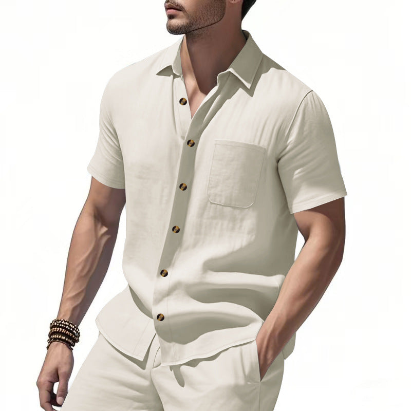 Chemise à manches courtes pour homme avec poche poitrine et détails de boutons à la mode Chic und Stil