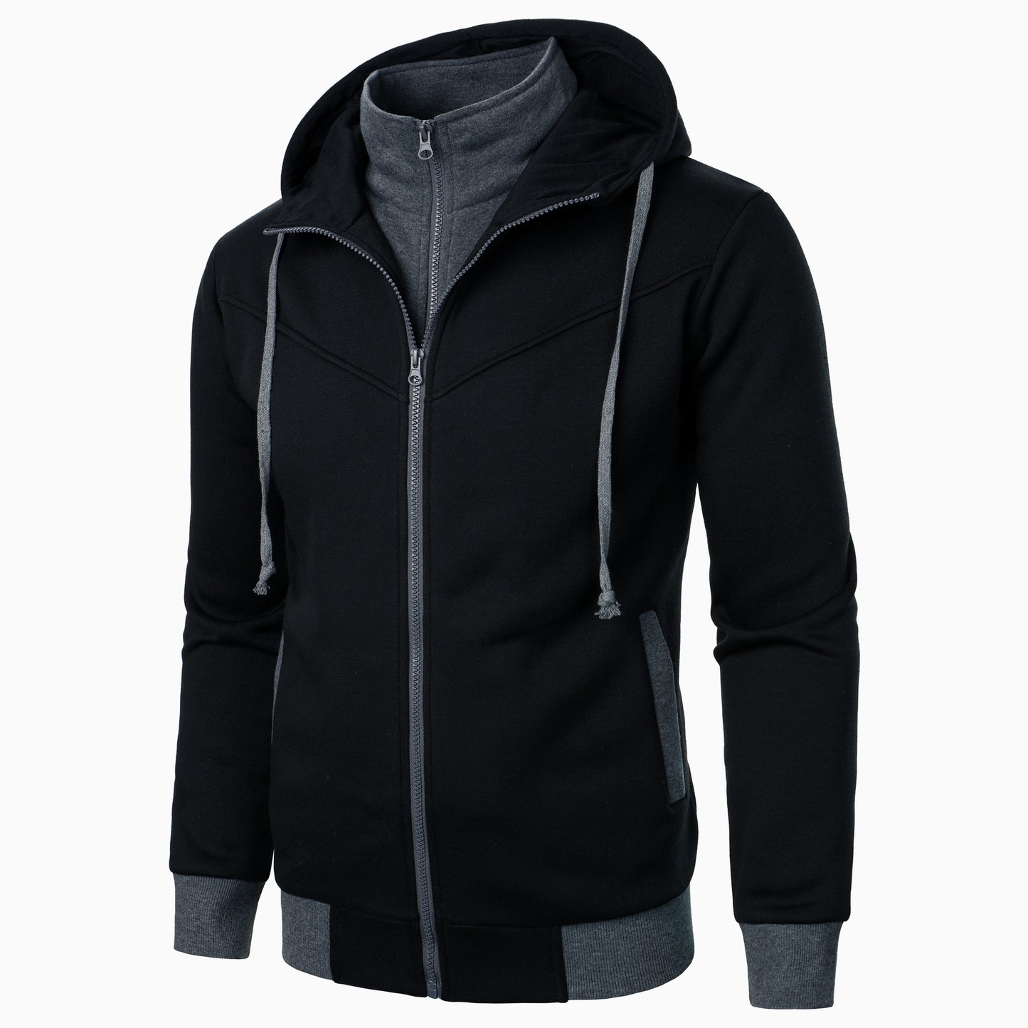 Veste à capuche sportive pour hommes avec design à double couche et accents modernes Chic und Stil