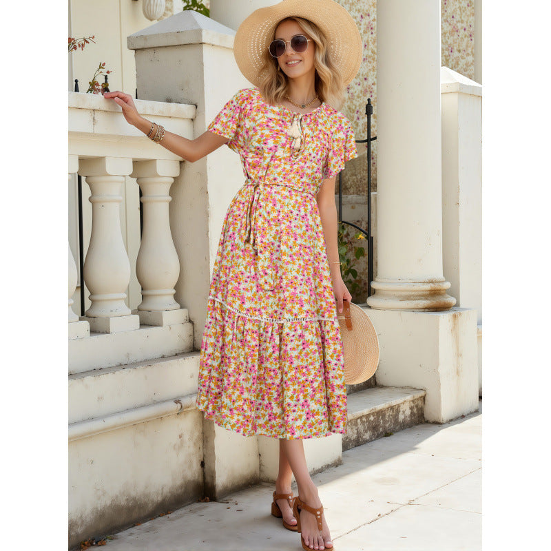 Robes maxi à volants en fleurs pour femmes Chic und Stil