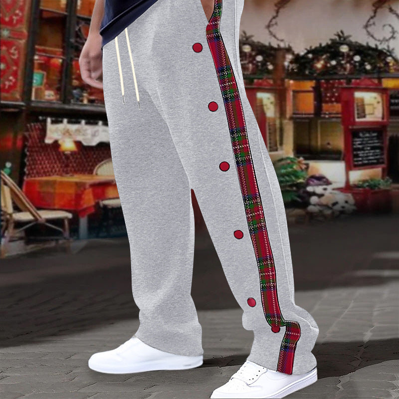 Pantalon de loisir sportif pour hommes avec boutons latéraux et motif à carreaux Chic und Stil