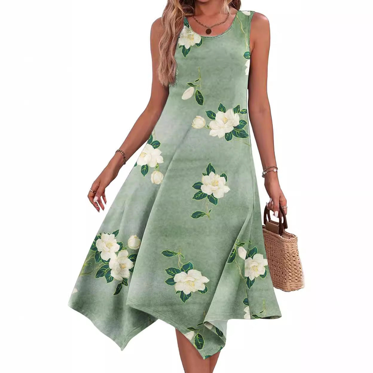 Robe chemise d'été pour femmes avec ourlet asymétrique et motif accrocheur Chic und Stil