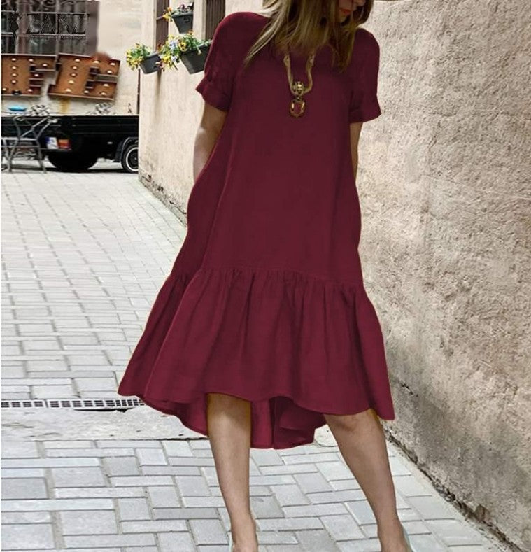 Robe midi à volants high-low pour femmes Chic und Stil