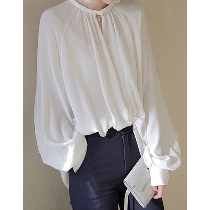 Blouse en chiffon élégante pour femme avec manches bouffantes Chic und Stil