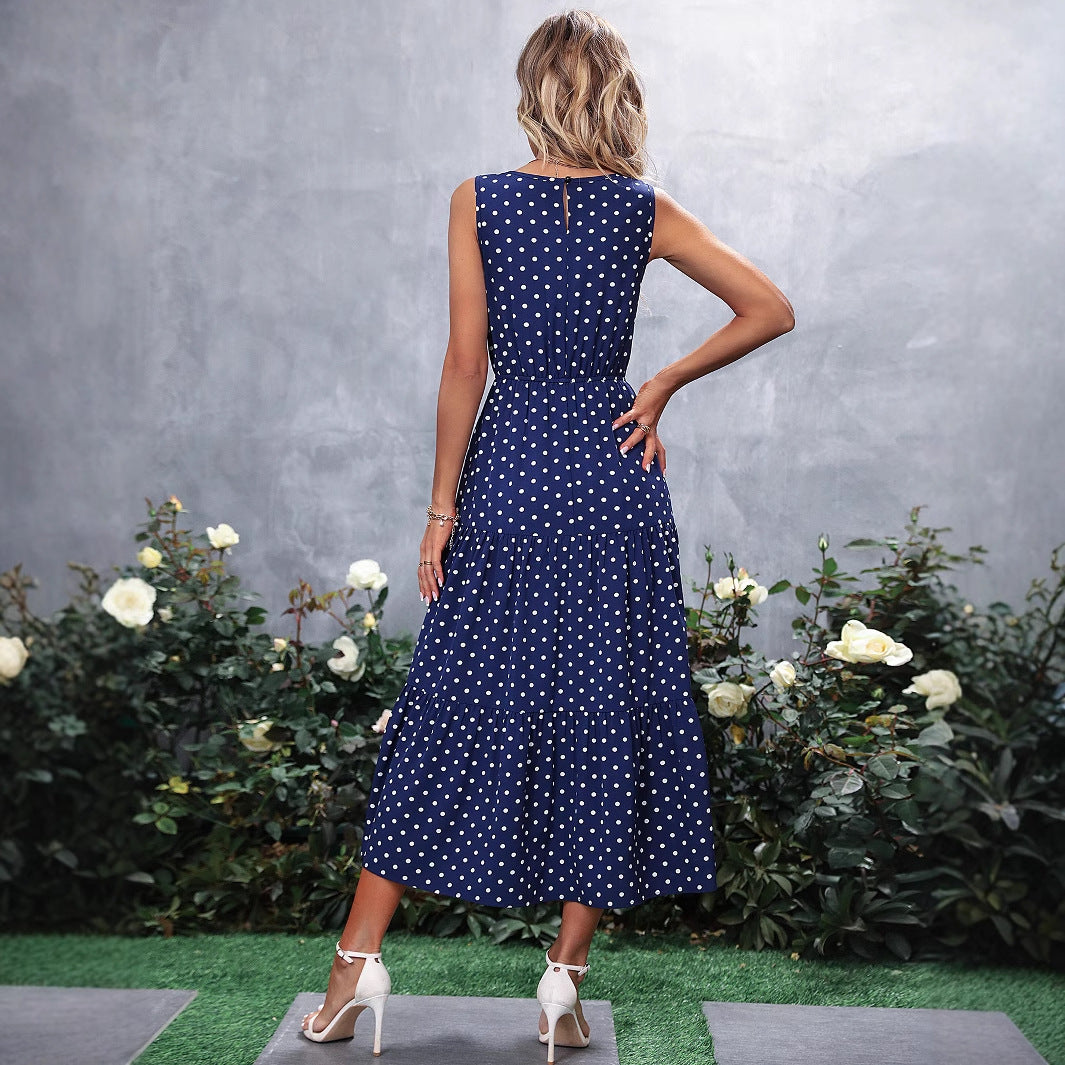 Robe maxi femme avec des pois et des détails volants Chic und Stil