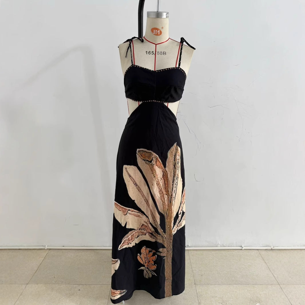 Robe maxi pour femmes avec imprimé floral et bretelles élégantes Chic und Stil
