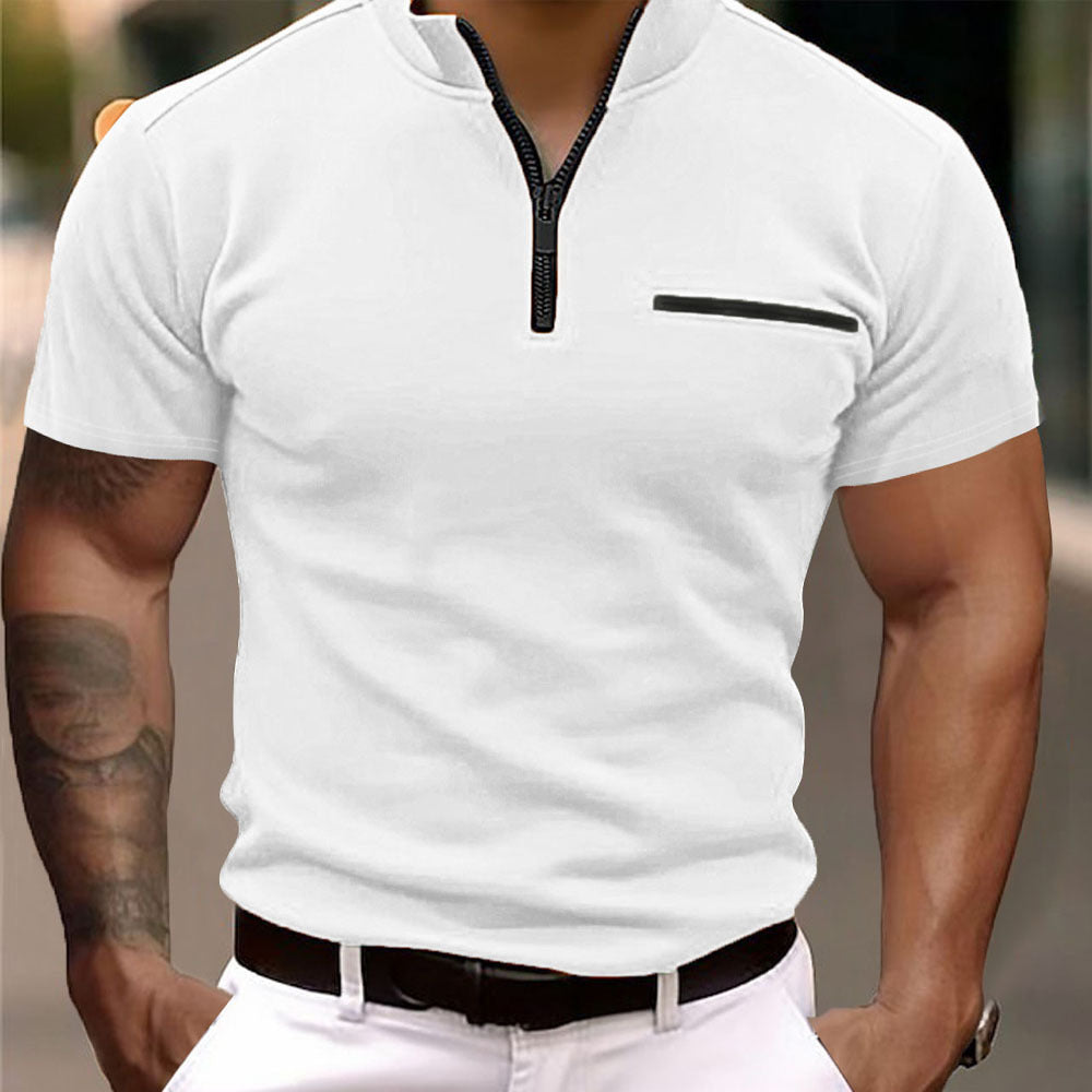 Homme Zip-Up Polo-Shirt à Manches Courtes Chic und Stil