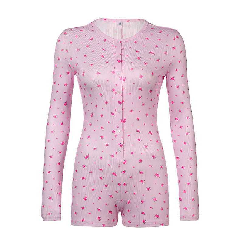 Salopette à manches longues pour femmes avec motif floral et fermeture à boutons Chic und Stil
