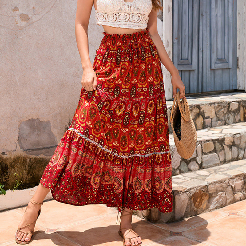 Robe maxi boho femme avec design à volants Chic und Stil