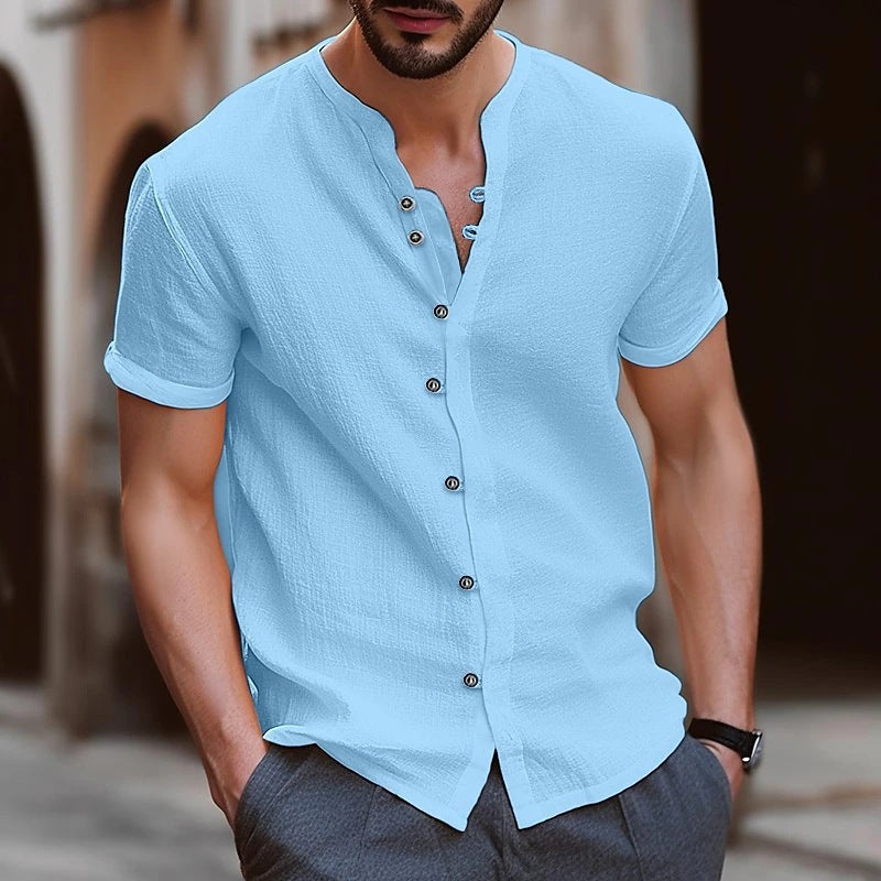 Chemise à manches courtes structurée pour hommes avec boutons Chic und Stil