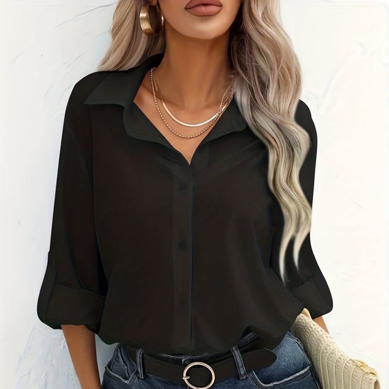 Elegant ladies' long-sleeved shirt in breathable cotton, chic and stylish