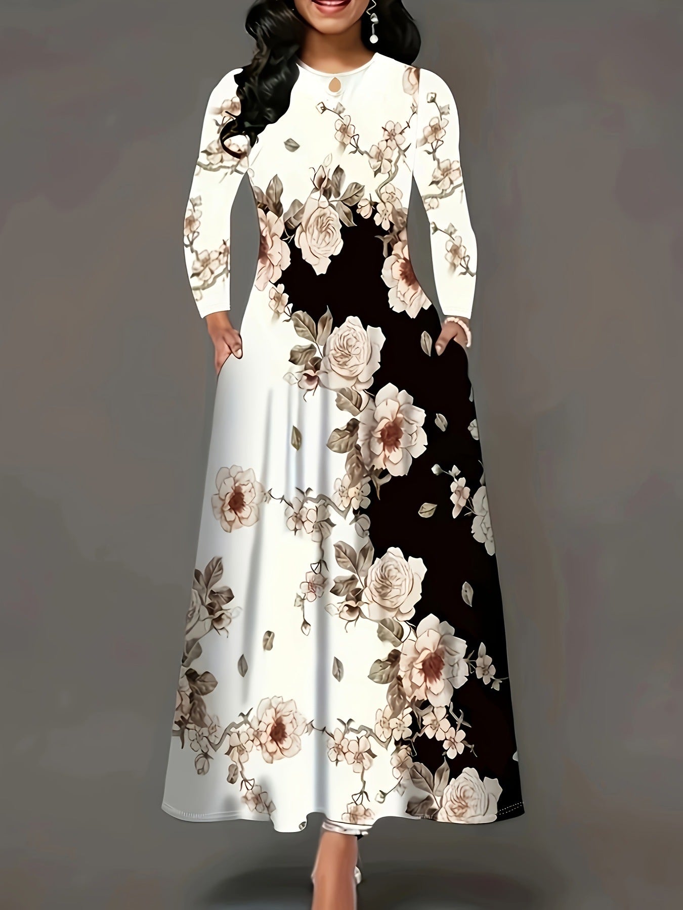 Robe maxi femme avec un design floral et des poches pratiques Chic und Stil