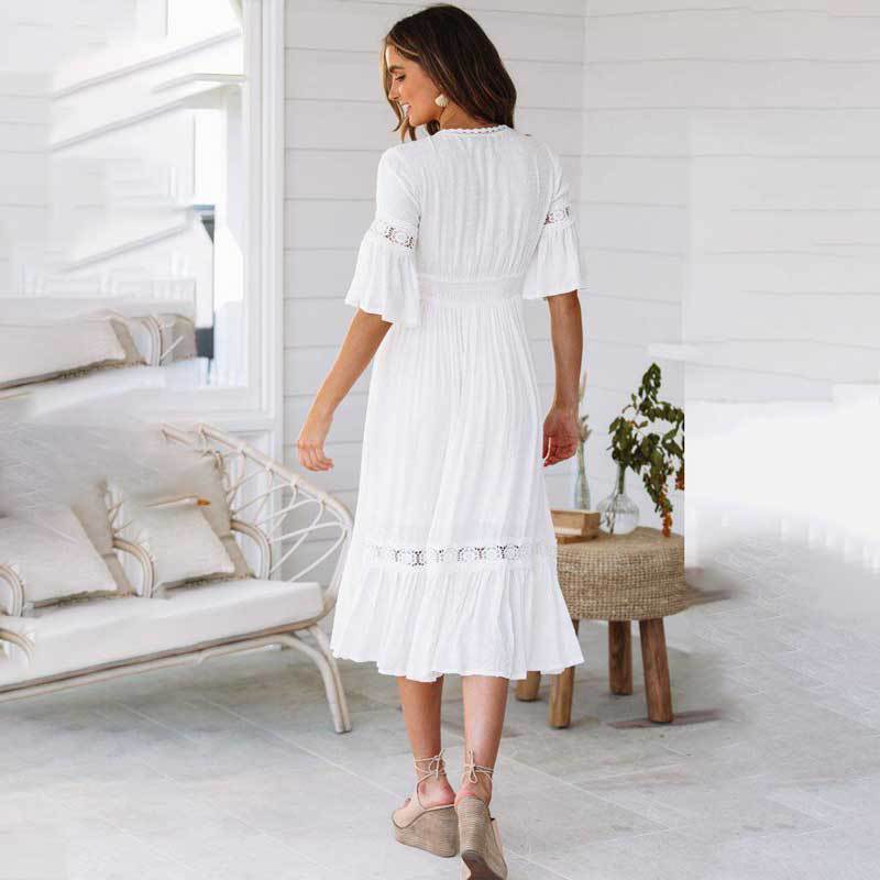 Robe midi boho chic en dentelle pour dames Chic und Stil