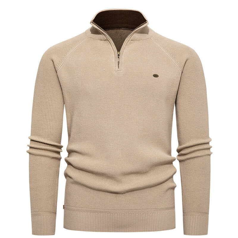 Knitted pullover for men with a high collar and zipper Chic und Stil