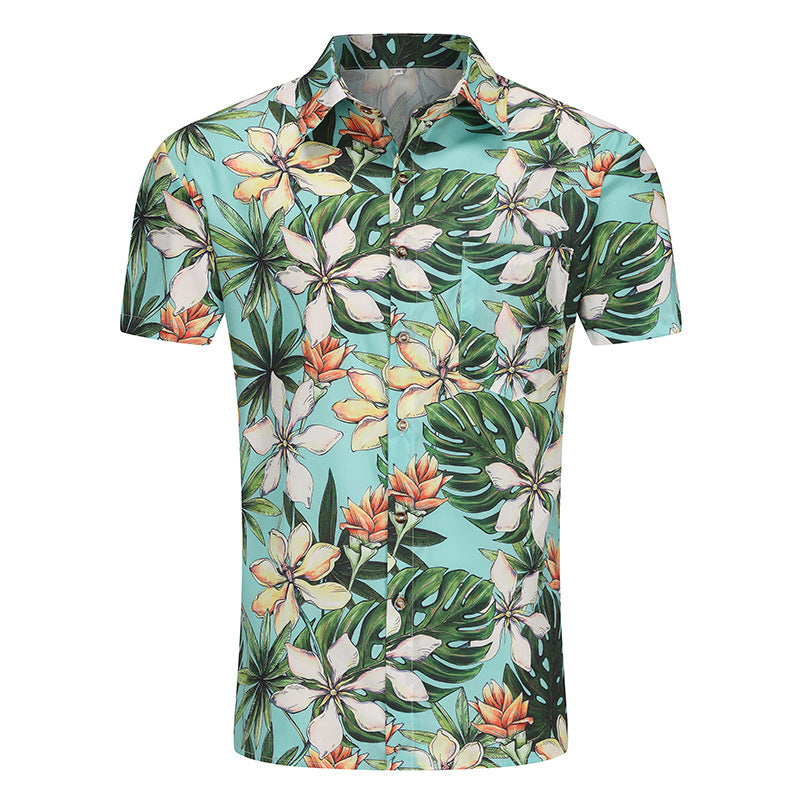 Chemise à manches courtes pour hommes avec motif tropical et tissu de haute kwaliteit Chic und Stil