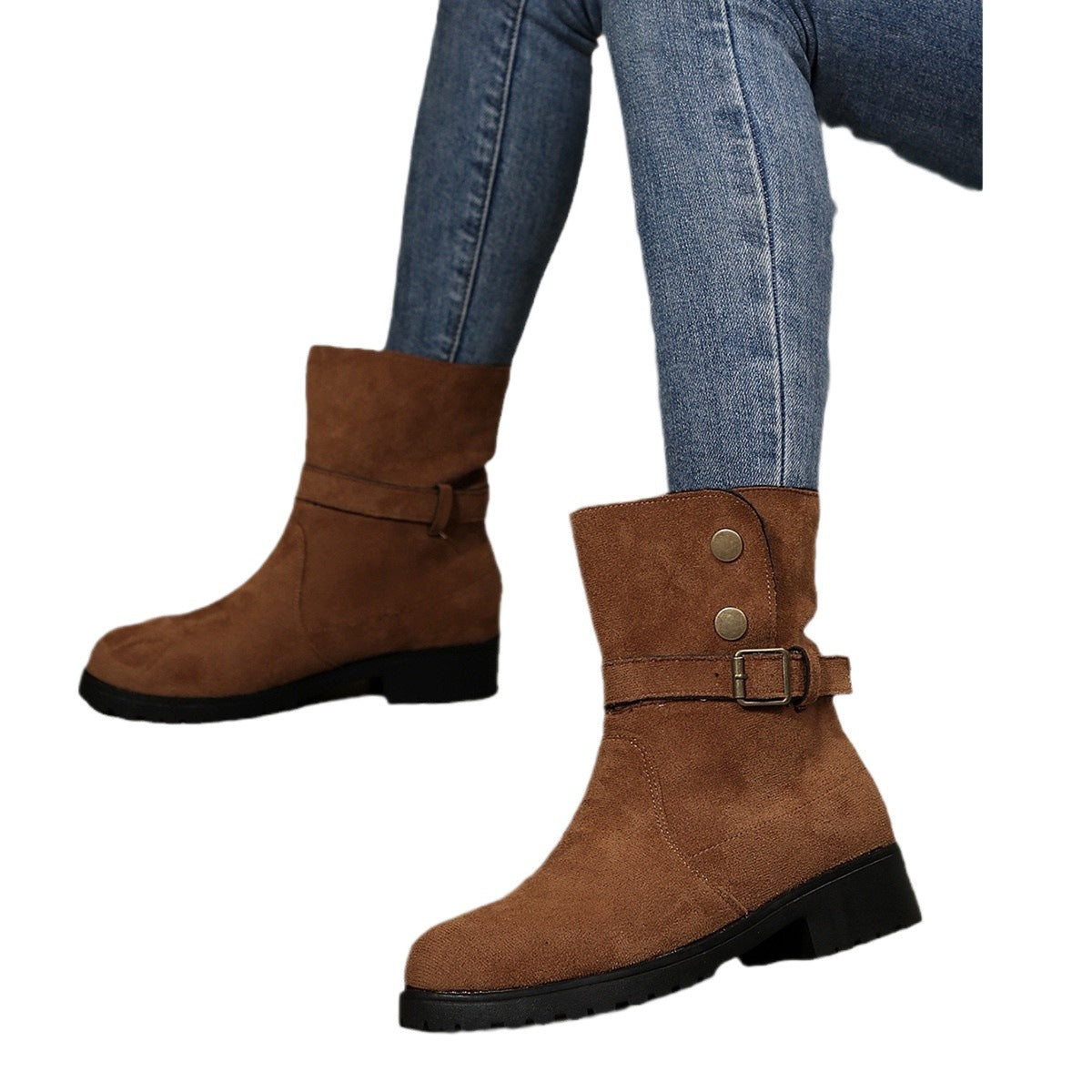 Bottes à la mode pour femmes avec des boucles stylées et un design tendance Chic und Stil