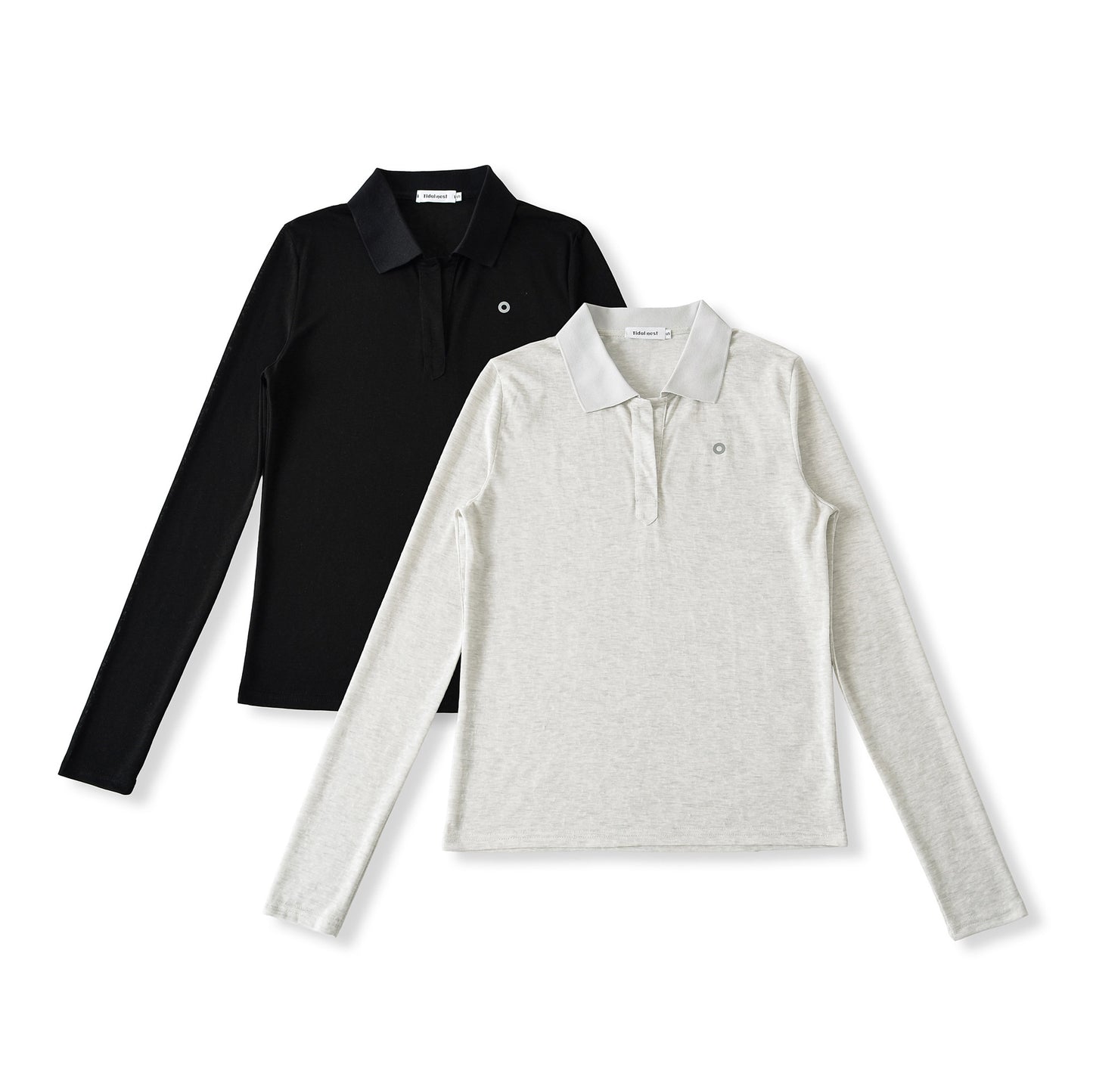 Chemise polo à manches longues pour femmes avec un col moderne et un mélange de matériaux de haute qualité Chic und Stil