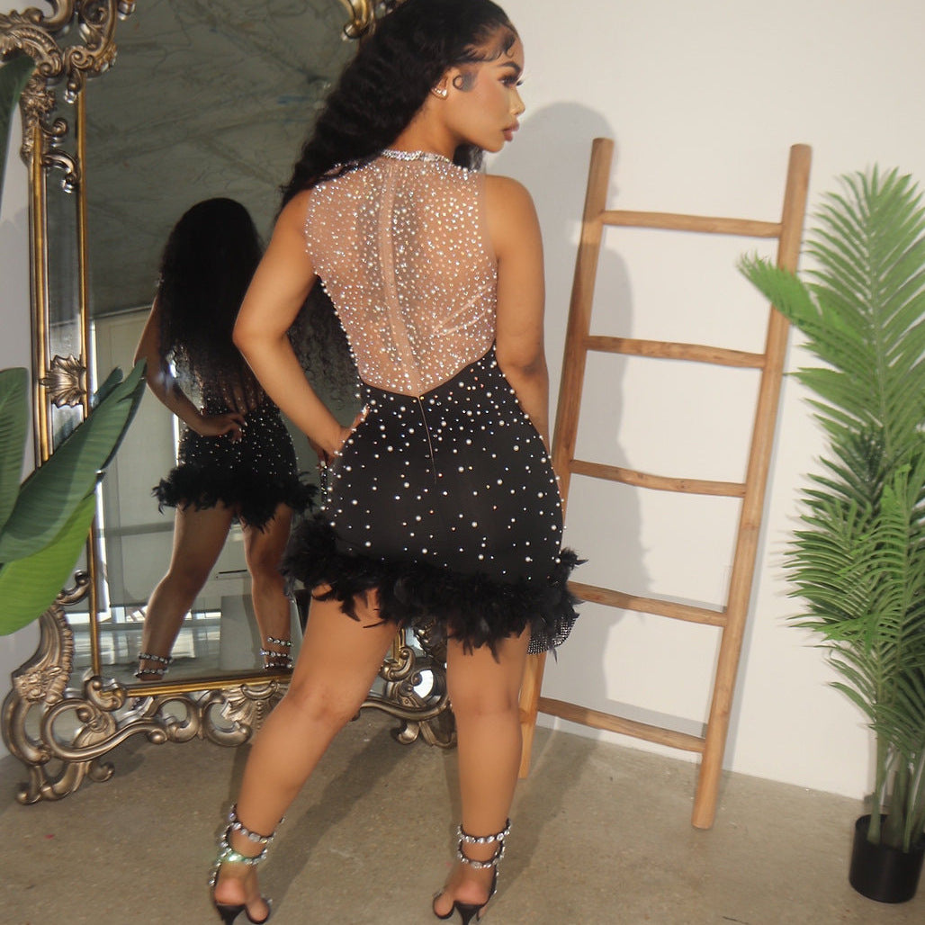 Robe en maille ornée de strass pour dames Chic und Stil
