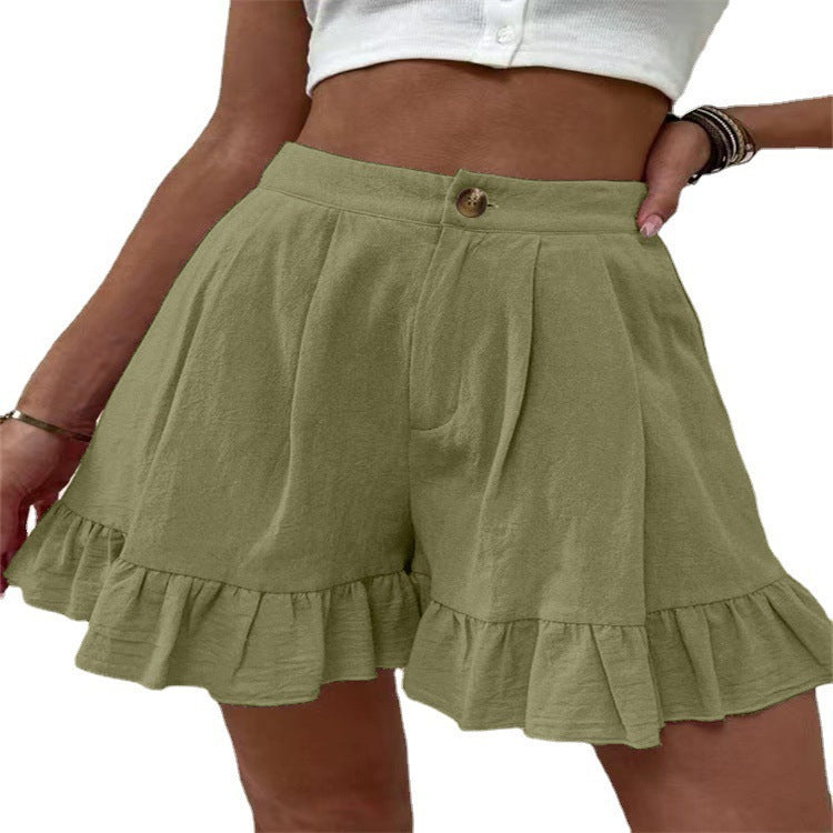 Shorts à volants pour femmes avec taille élastique et poches latérales Chic und Stil