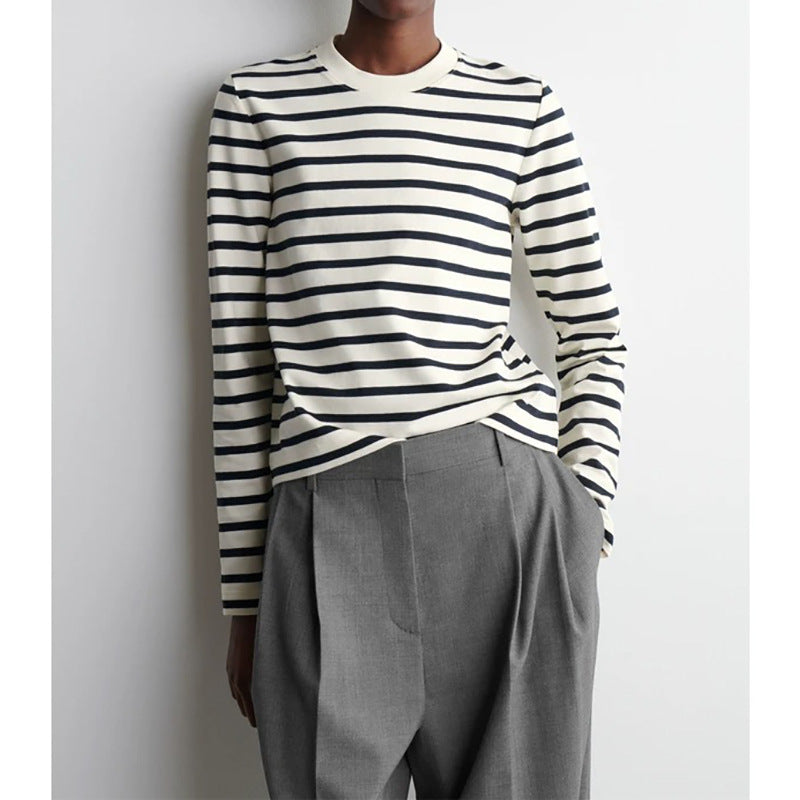 Haut à manches longues rayé classique pour femmes Chic und Stil
