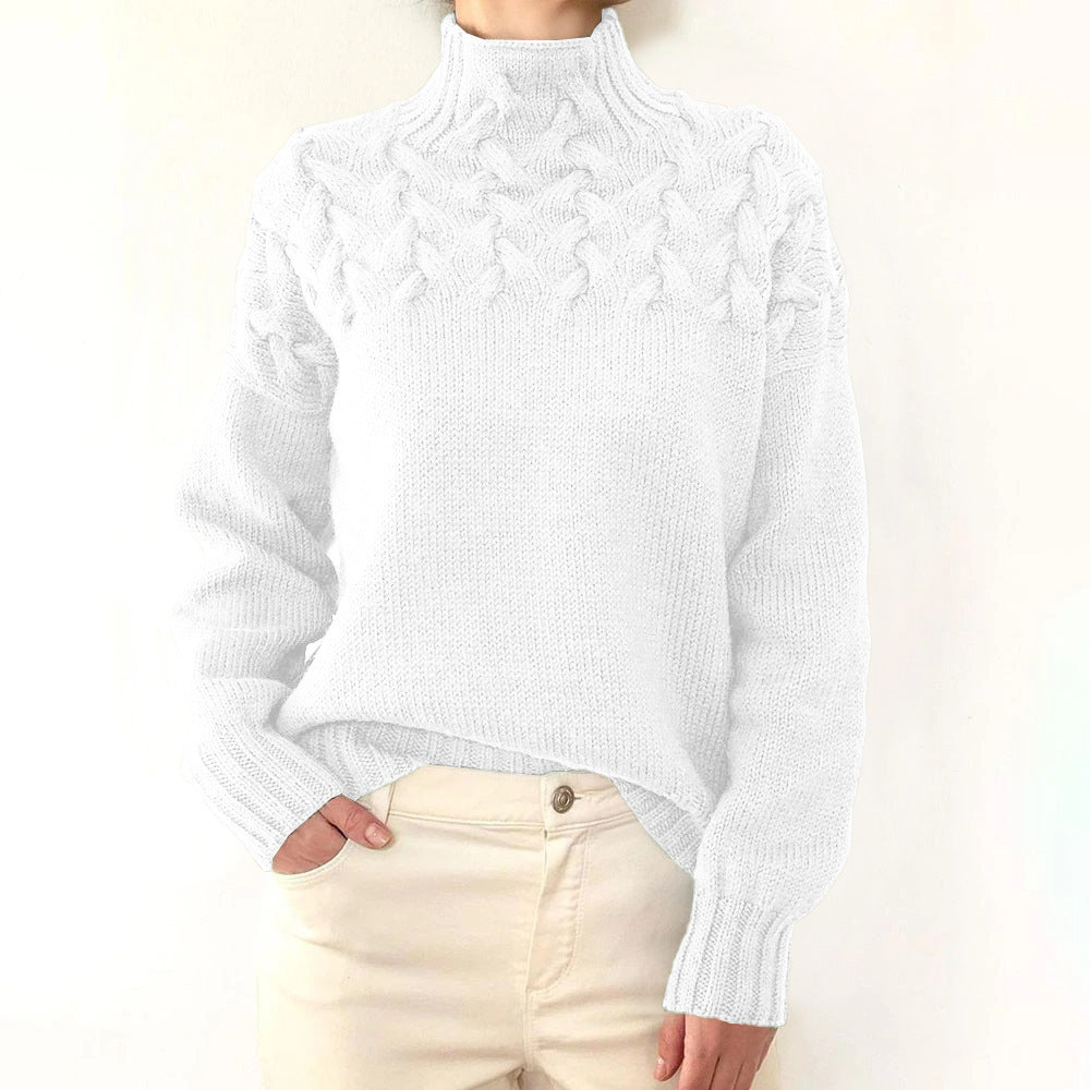 Pull en tricot pour femmes avec col montant et motif torsadé tendance Chic und Stil