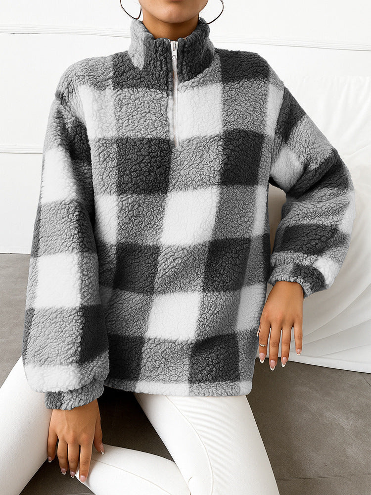 Pull en fleece pour femmes avec col montant et fermeture éclair intégrale Chic und Stil
