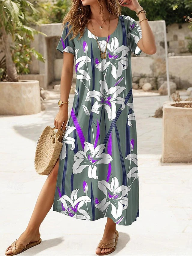 Robe maxi femme avec coupe florale et fentes latérales Chic und Stil