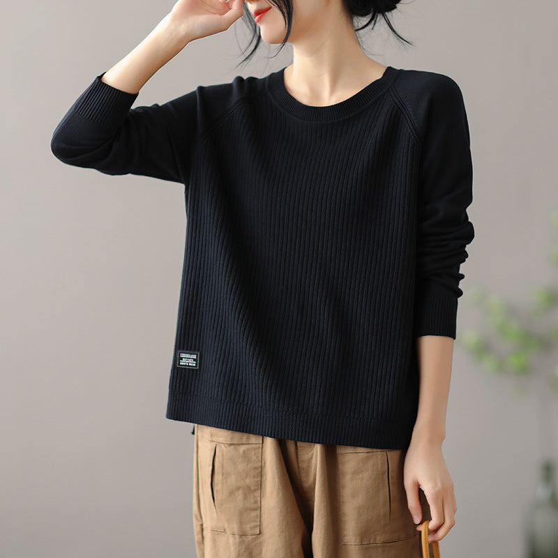 Pull-over en tricot côtelé décontracté pour femmes avec poches latérales Chic und Stil