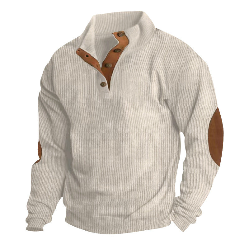Pull en structure à vagues pour homme avec accents en cuir Chic und Stil