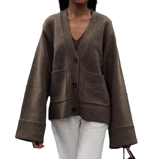Cardigan féminin en tricot surdimensionné avec poches et décolleté en V Chic und Stil