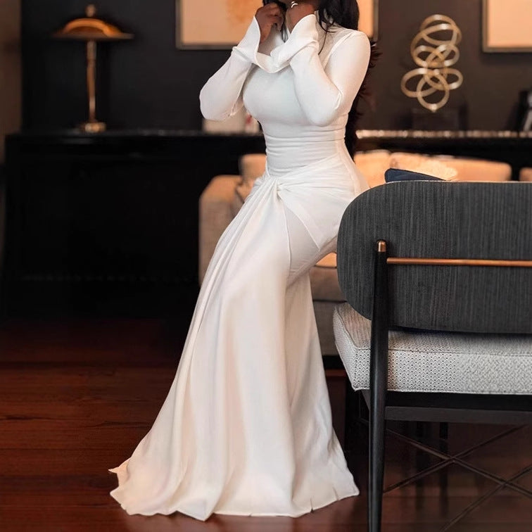 Dames Élégant Robe Maxi avec coupe moulante et détails volants Chic und Stil