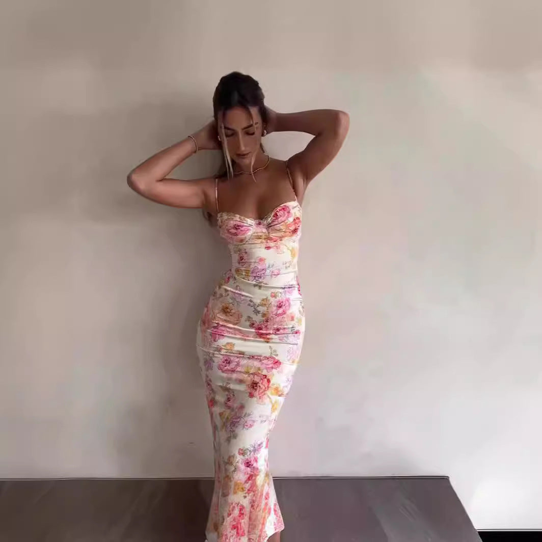 Robe Maxi Bodycon Florale Femme Chic und Stil