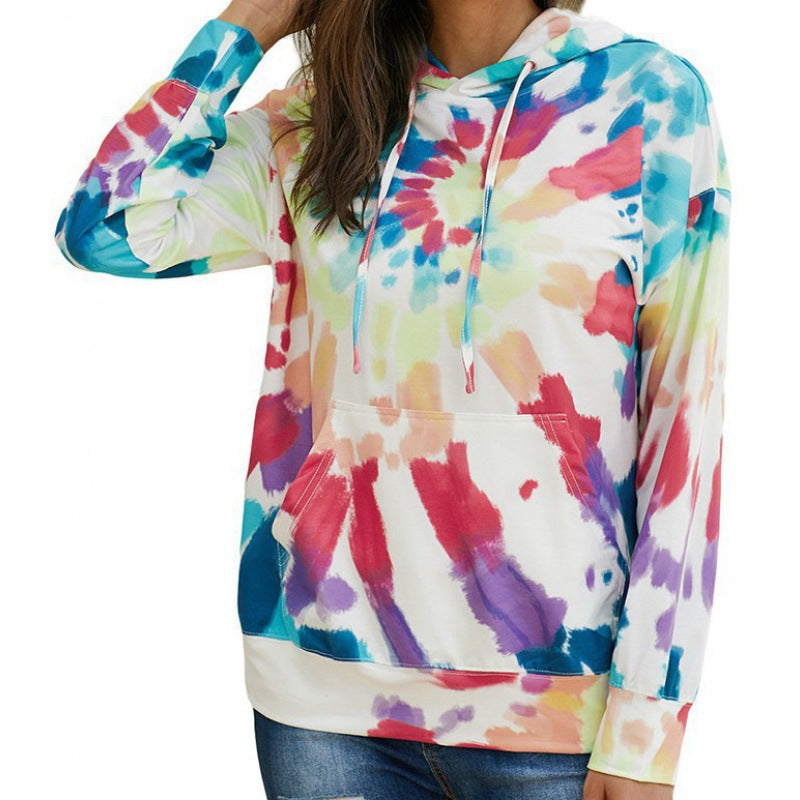 Pull à capuche pour femmes en design tie-dye coloré Chic und Stil