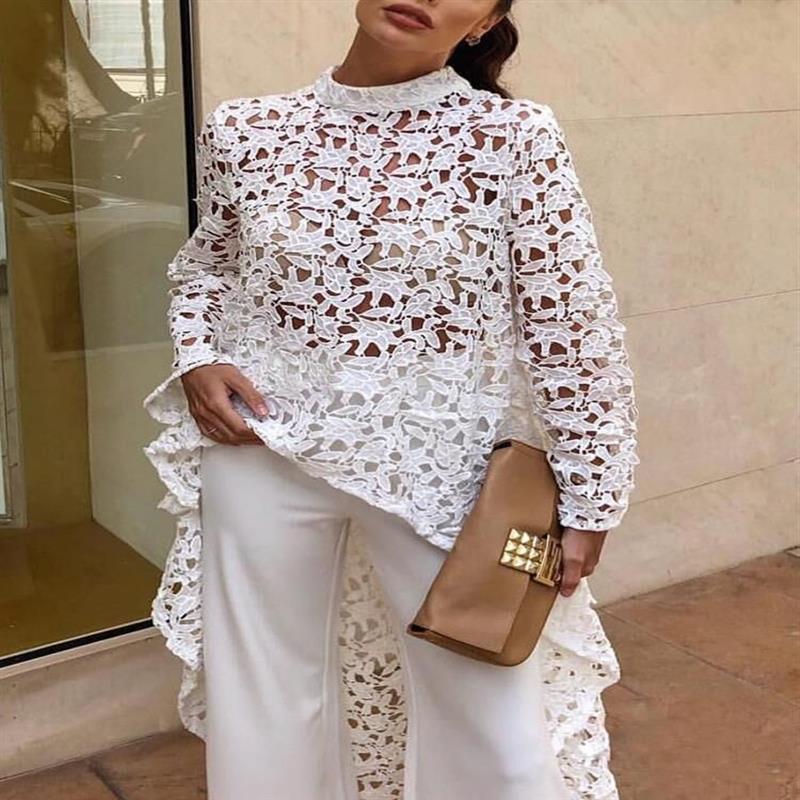 Haut en dentelle pour femmes avec ourlet asymétrique Chic und Stil