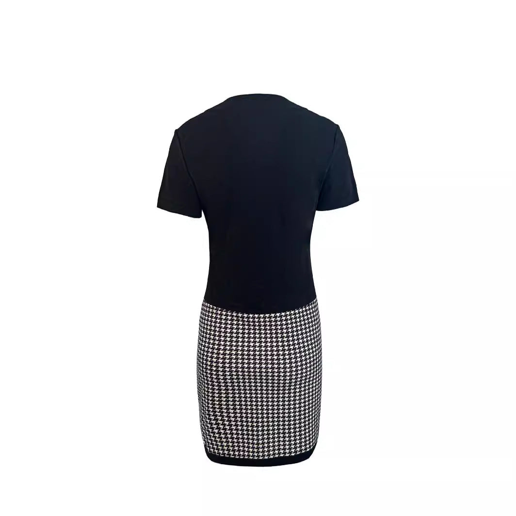 Dames Chic Houndstooth Midi Robe Chic und Stil
