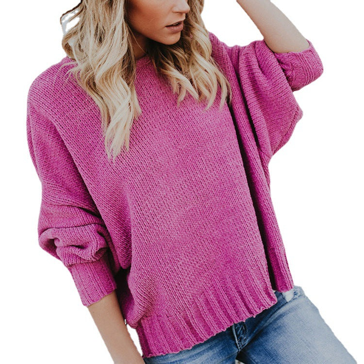Dames pull-over en grosses mailles à coupe ample et design tendance Chic und Stil
