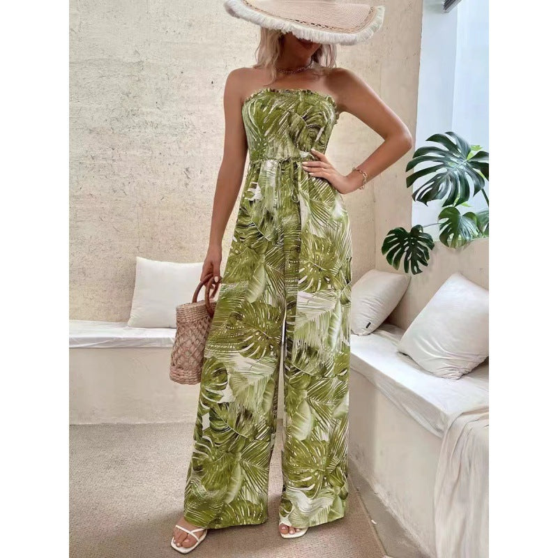 Dame Sans Bretelles Floral Pantalon Large Combinaison Chic und Stil