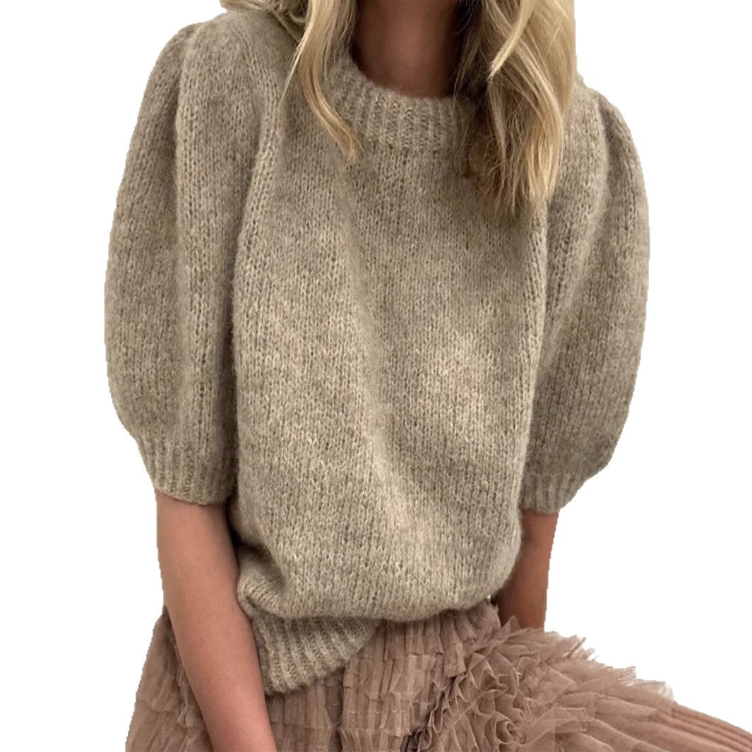 Pull en tricot doux à manches bouffantes pour femmes Chic und Stil