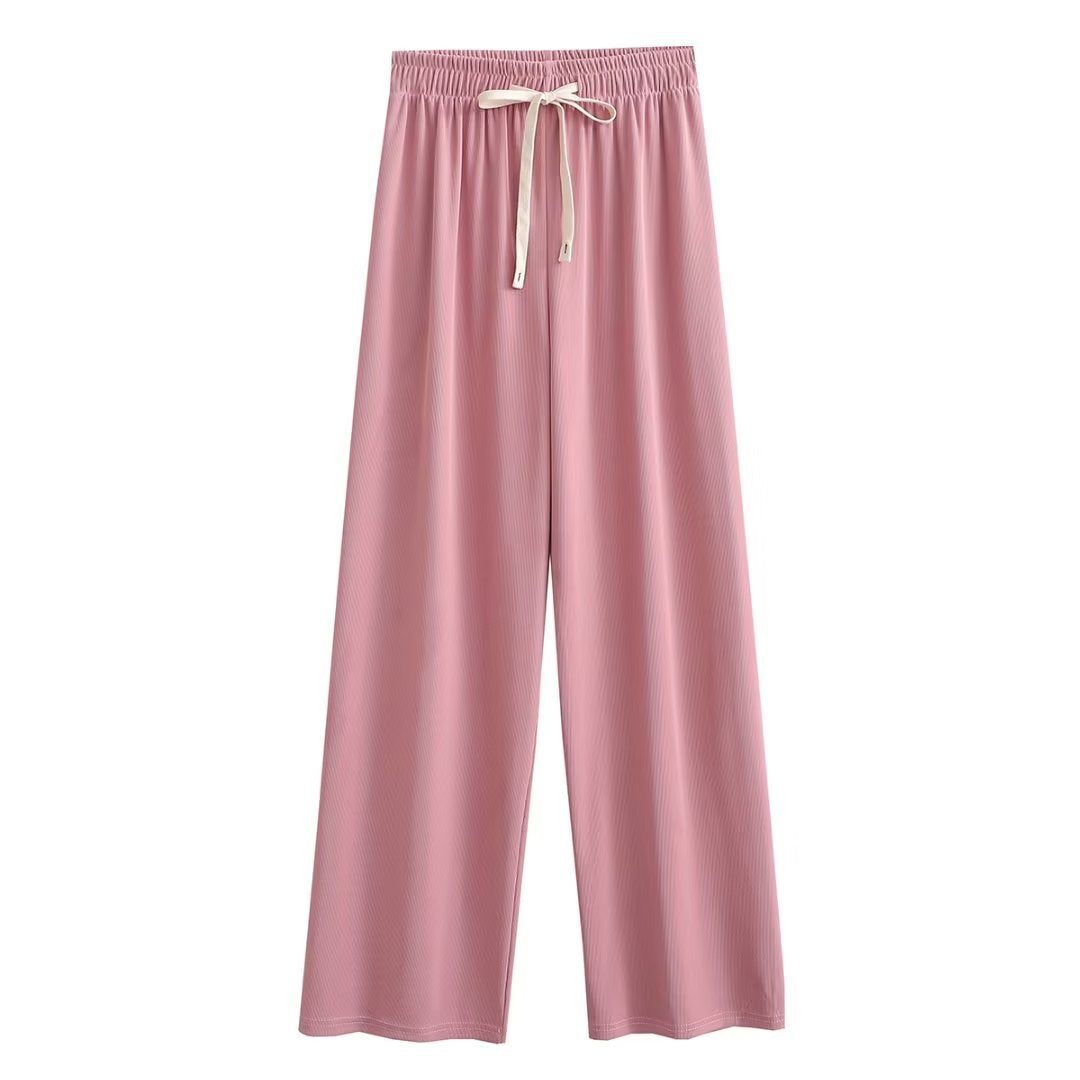 Wide palazzo pants for ladies with elastic waistband and decorative cord Chic und Stil