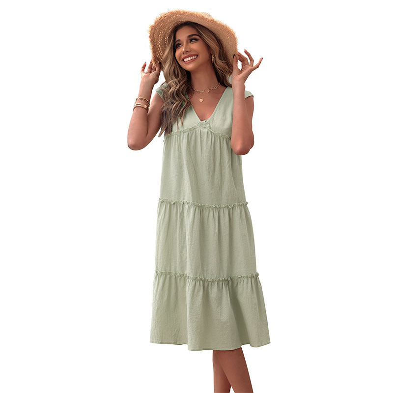 Robe midi à volants pour femmes Chic und Stil