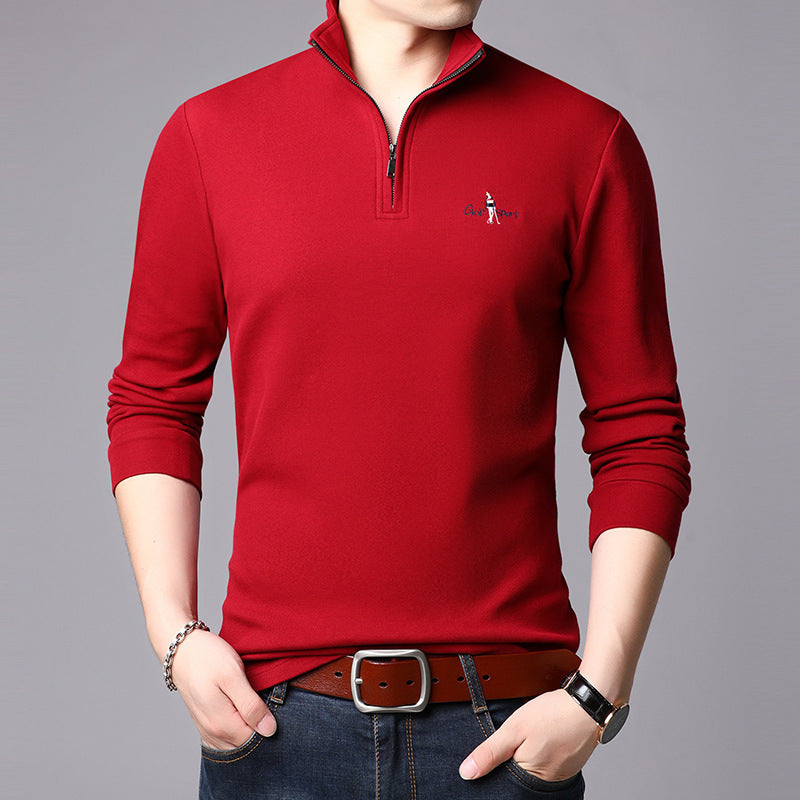 Men's high collar pullover with modern zipper and fine texture Chic und Stil