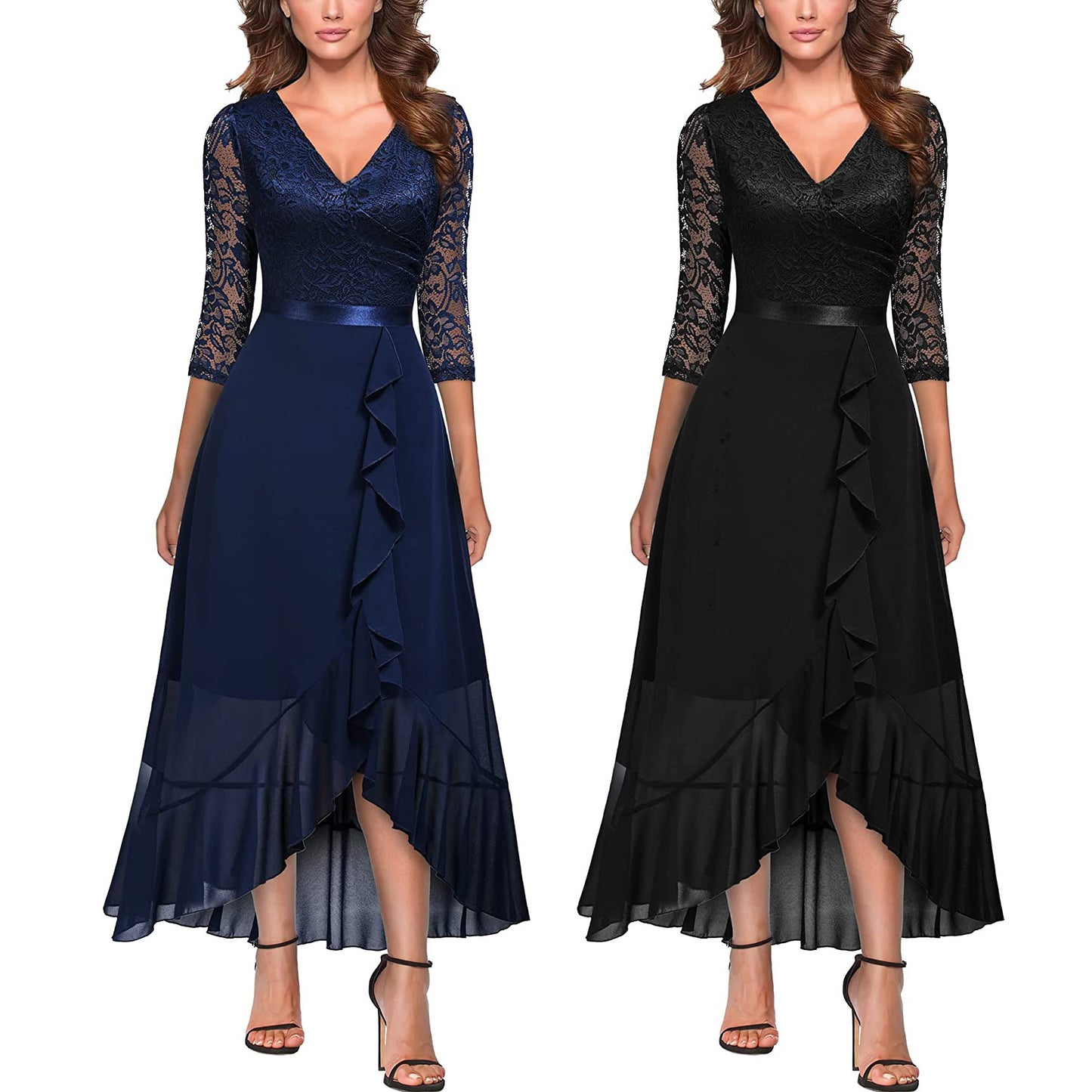 Robe de soirée à volants femme Haute-Basse Chic und Stil
