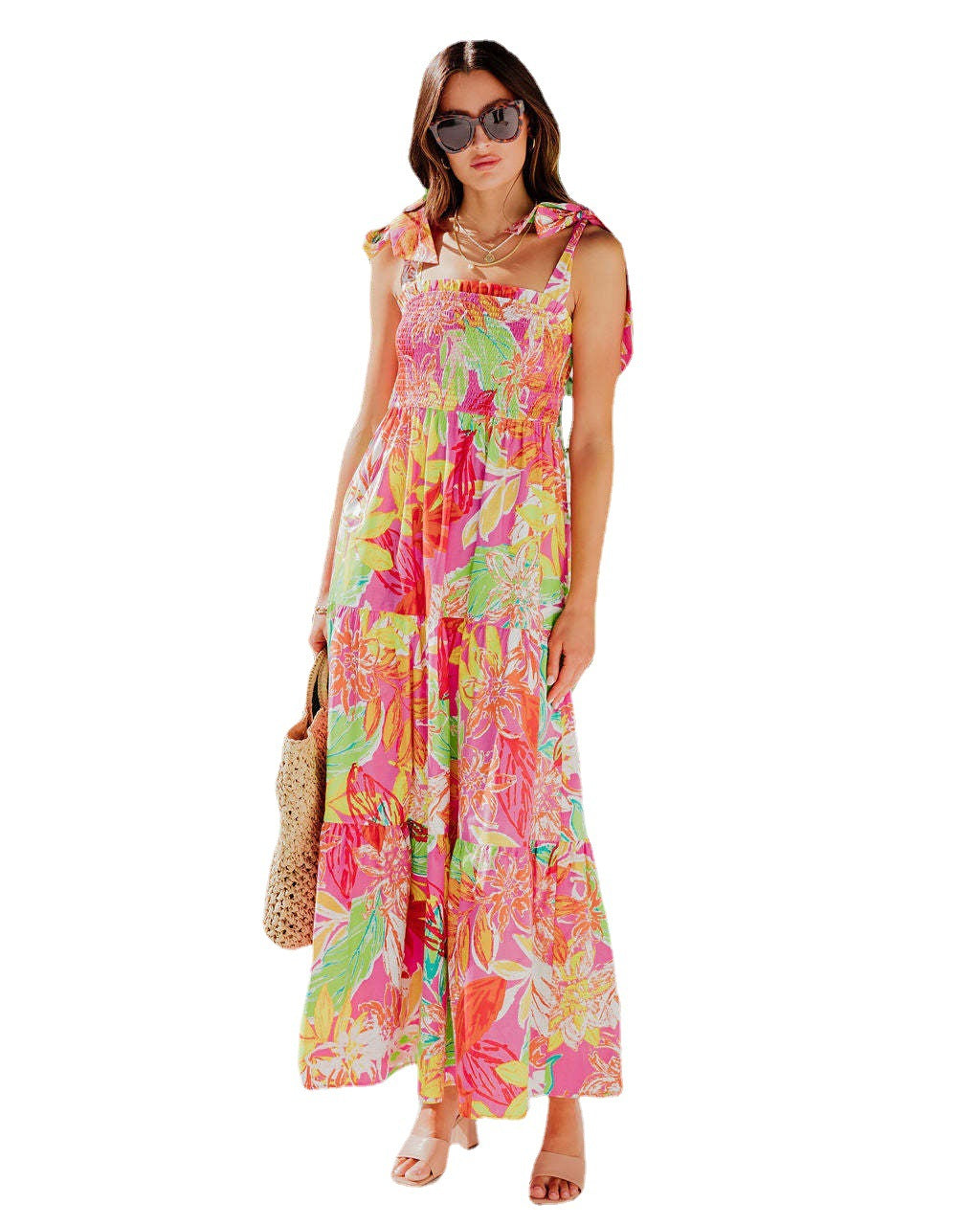 Robe maxi Chic und Stil à motif tropical pour femmes