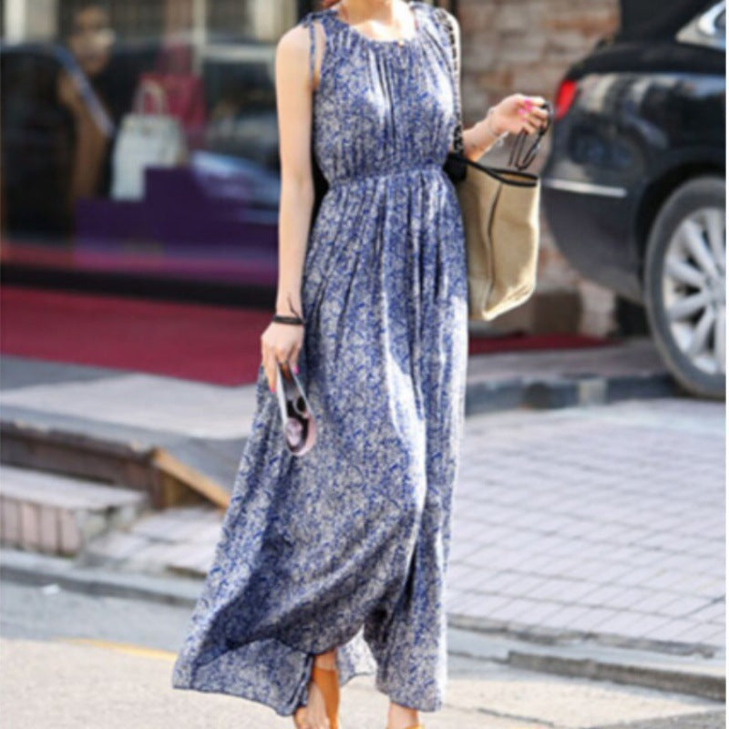 Robe maxi bohème pour femmes avec haut plissé et taille réglable Chic und Stil